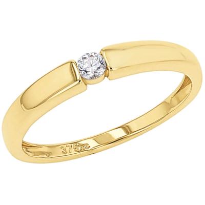 Fingerring AMOR "2037428/-29/-30/-31/-32" Gr. 58, gold (gelbgoldfarben, kristallweiß, kristallweiß), Fingerringe, Damen, 58, Gelbgold 375, 1,2mm, mit Zirkonia (synth.) Image
