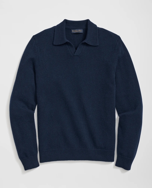 Brooks Brothers Men's 3-Ply Cashmere Jonny Collar Polo Sweater | British Blue | Size XL