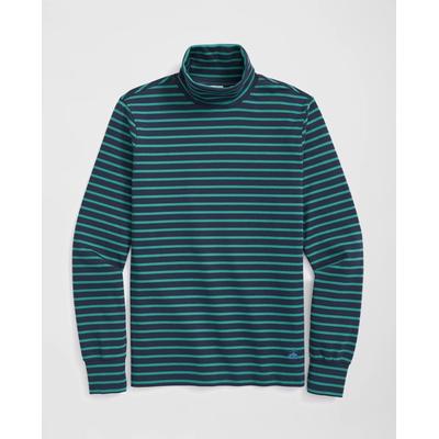 Brooks Brothers Men's Cotton Blend Striped Turtleneck Shirt | Navy/Green | Size XL