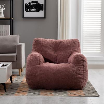 Soft Tufted Foam Bean Bag Chair with Teddy Fabric for Living Room