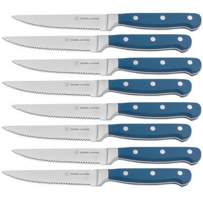 Dura Living Signature Forged High Carbon 8-Piece Steak Knife Set - Blue