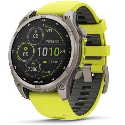 Garmin fenix 8 GPS Smartwatch, 47 mm Solar Sapphire Titanium with Spark Orange Band