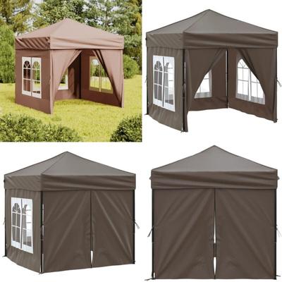 Vidaxl - Partyzelt Faltbar mit Seitenwänden Taupe 2x2 m - Partyzelt - Partyzelte - Home & Living