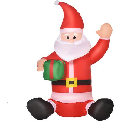 Homcom - Selbstaufblasbarer Weihnachtsmann Weihnachtsdekoration led mit Geschenk Gebläse Rot L70 x