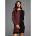 Strickkleid LAURA SCOTT, Damen, Gr. 34, N-Gr, bunt (schwarz, bordeaux), Strick, Obermaterial: 50% Viskose, 26% Polyamid, 24% Polyester, clean, colorblocking, mehrfarbig, casual, figurbetont mini, Rundhals, Langarm Rippbündchen, Kleider, mit...