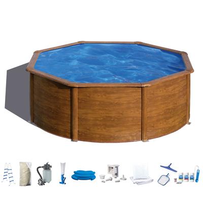 Rundpool MY POOL BWT, braun, H:132cm Ø:460cm, Schwimmbecken, in moderner Holzoptik, verschiedene Größen Image