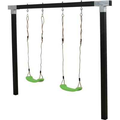Doppelschaukel PLUS "Cubic", schwarz, Schaukeln, KinderL:268cm T:9cm, Holz, Stahl, Kunststoff, L:268cm T:9cm