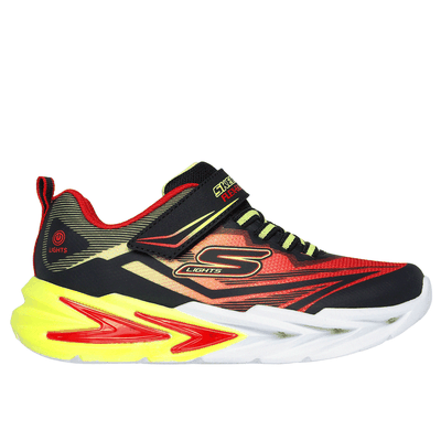 Skechers Boy's S Lights: Flex-Glow Ultra Sneaker | Size 1.5 | Black/Red | Synthetic/Textile