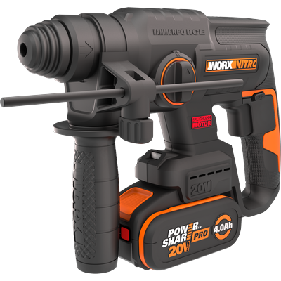 Akku-Bohrhammer WORX "NITRO WX381", bunt (schwarz, orange), B:21mm H:8,1mm L:28,2mm, Bohrmaschinen, Brushless-Motor, 3-I