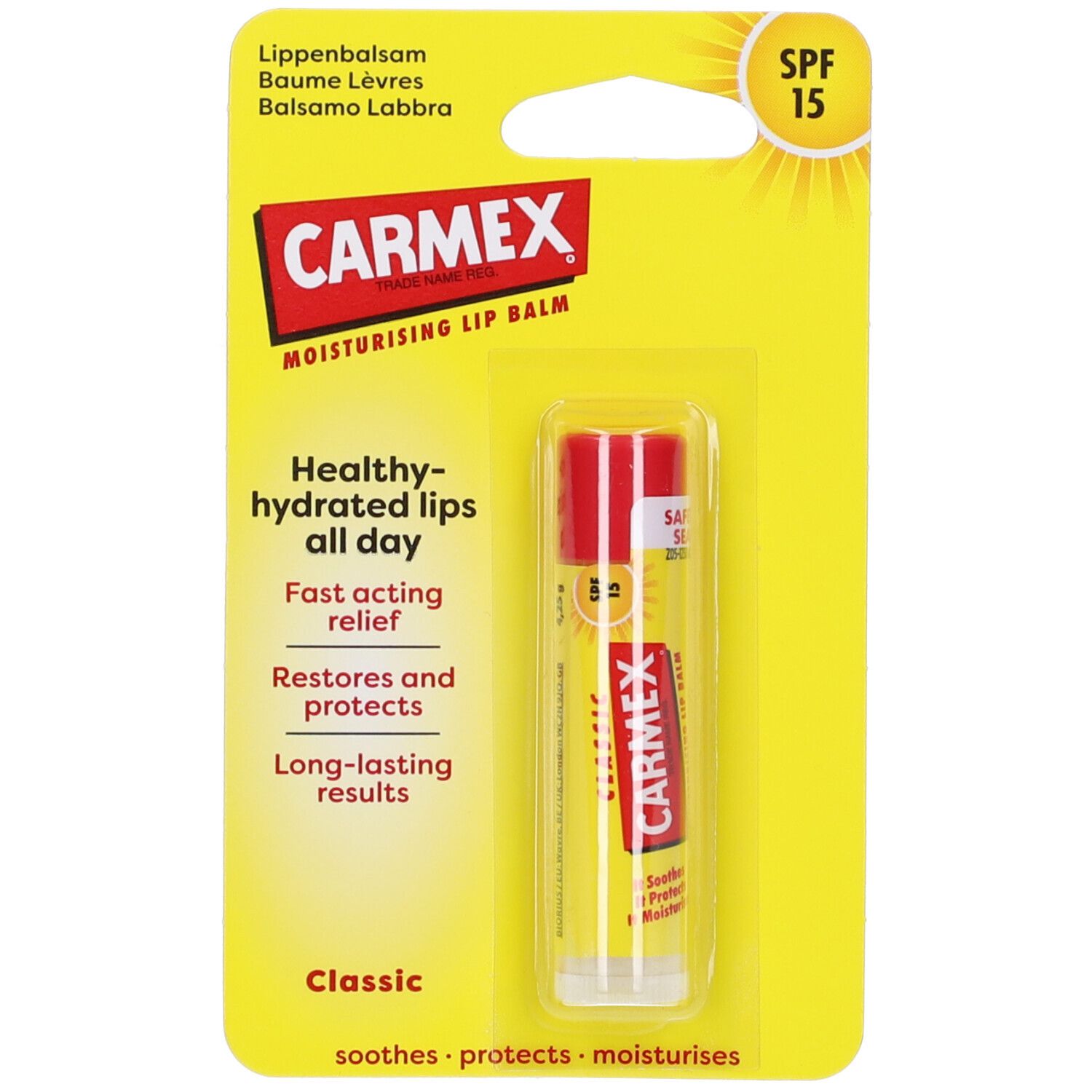 Carmex Balsamo Labbra Classico SPF15 4,25 g Protezione per le labbra