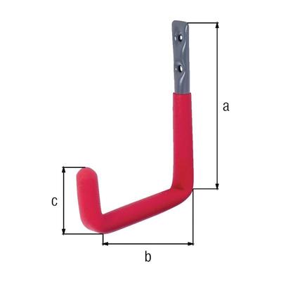 GAH - 802165 Wandhaken U-Form Rotgummi Ausladung 115 mm Stahl roh verzinkt Höhe 14 Image