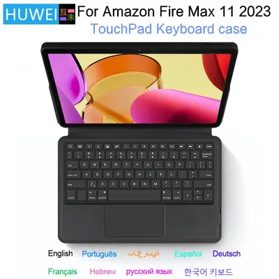 HUWEI Keyboard Case For Amazon Fire Max 11 Max11 Tablet 2023 11 inch Protective Cover TouchPad