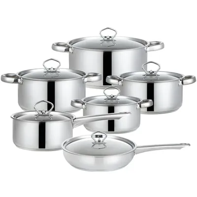 6PCS Set Stainless Steel Set Pot Double Bottom Thickening Cooking Pot Kitchen Cookware Sets Pots