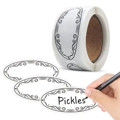 150Pcs Oval Canning Labels Blank stickers for Food Containers Jars Kitchen Restaurant Storage Organization,Can write,1" x 2.25"