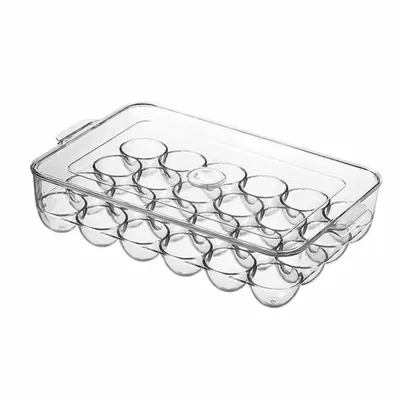 Clear Covered Egg Holders for Refrigerator 24 Egg Holder Tray Storage Box Dispenser Stackable Plastic Eggs Containers Dispenser