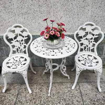 Outdoor Table and Chair 3-piece Set Balcony furniture Metal Furniture Cast Aluminum garden furniture