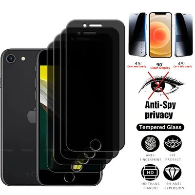 4Pcs For iPhone SE 2020 Glass iPhone SE 2020 Tempered Glass Phone Protective 9H Privacy Anti-Spy Screen Protector iPhone SE 2020
