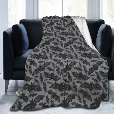 Bats Halloween Goth Flannel Fleece Throw Blanket Soft Cozy Warm Lightweight Blankets for Home Office All Season 80x60 Inches
