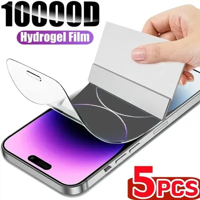 5Pcs Hydrogel Film Full Cover For iPhone 11 12 13 14 15 Pro Max Screen Protector For iPhone 15 14 13