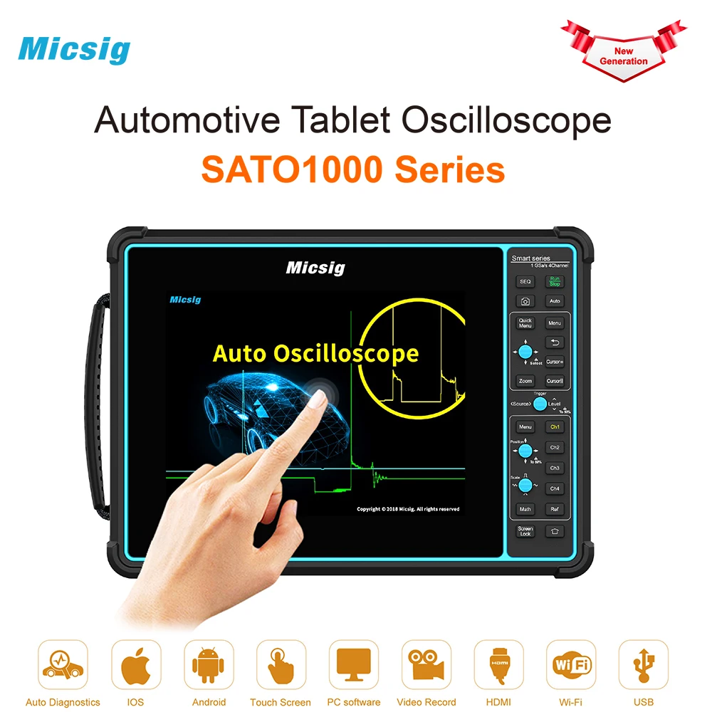 Micsig SATO1004 Digital Tablet Oscilloscope 100MHz 4CH handheld oscilloscope automotive oscilloscope osciloscopio STO1004 Kit