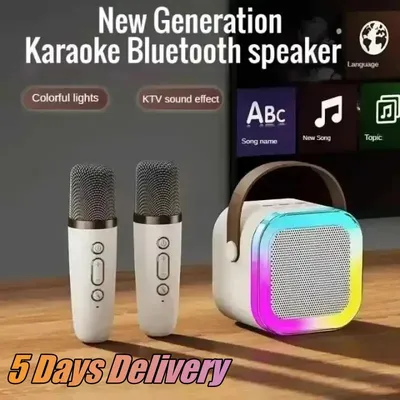 K12 Bluetooth Karaoke Machine Portable 5.3 PA Speaker System with 1-2 Wireless Microphones Home Family Singing Children's Gifts