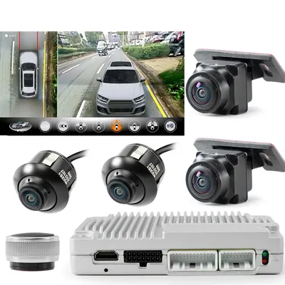 Carsanbo 360 Panoramic Camera System 180 Degree 3D Pro Bird's Eye View Sony 225 Lens with 24 Hours Parking Monitoring DIY Color