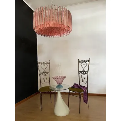 Round Pink Glass Chandelier Lighting 2025 Classic Kitchen Lustres Home Appliance Luxury Hanging Lamps for Living Room Table