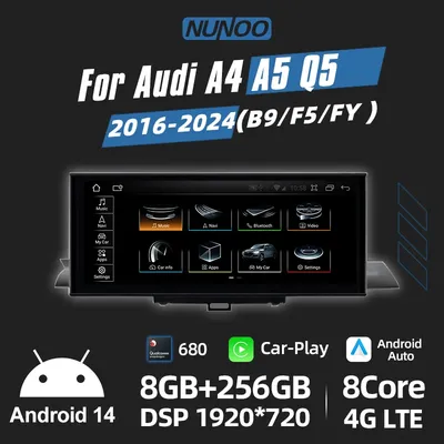 10.25 Android 14 Wireless Carplay Multimedia Stereo For Audi A4 A5 Q5 B9 2016-2023 IPS WIFI 4G BT Touch Screen GPS Navi Receiver