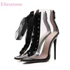 Marke Neue Sexy Schwarz Silber Frauen Sandalen 12 CM Offene spitze High Heels Dame Party Schuhe Plus Große Größe 43 45 47