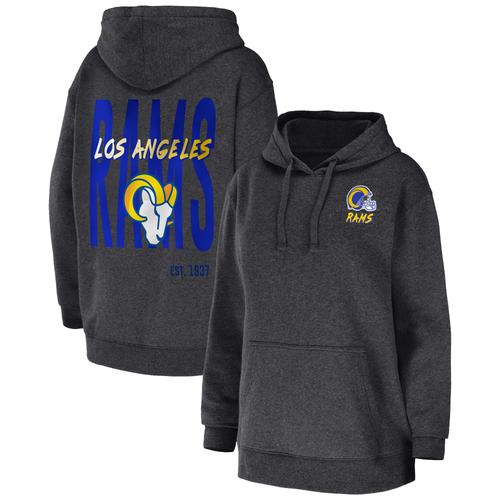 Damenbekleidung von Erin Andrews Heather Charcoal Los Angeles Rams Fleece-Pullover-Hoodie