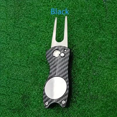 TEMU 1pc Carbon Fiber Pattern Golf , Folding Lawn Repair Tool With Ball Marker, Metal , Ergonomic Handle, For Easy Portability, Essential Golf Accessory For Improved Putting Surfaces, Golf Accessories