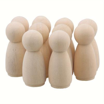 TEMU 10pcs Wooden Graffiti Women's Small Figure 35mm*14mm Log Color