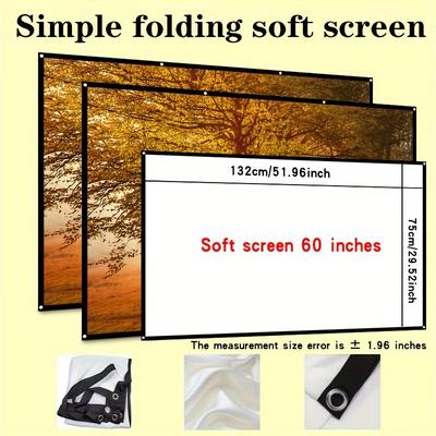 TEMU Portable Outdoor Projection Screen - Foldable, Easy-store Design With 60/72/84/100/120/150 Inch Sizes Available, White Soft Material For Home Theater & Recording Devices