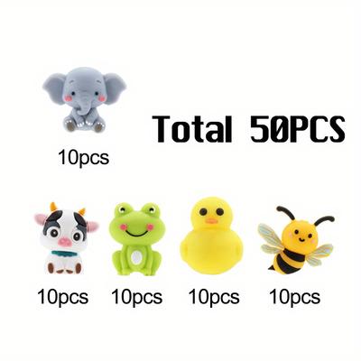 TEMU 50pcs Silicone Bead Kit - 3d Animal Shapes Including Bee, Cow, Elephant & Frog Charms For And Keychain Crafting - Bracelets, Necklaces, Earrings, Phone Chains & Crafts