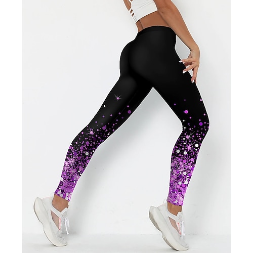 Damen Yogahose Po-Lifting Bauchkontrolle Hohe Taille Pilates Fitnesstraining Fitness Kurze Leggings Unterteile Farbverläufe Stelle Schwarz Gelb Blau Spandex Sport Sportkleidung Dehnbar Schmaler Image