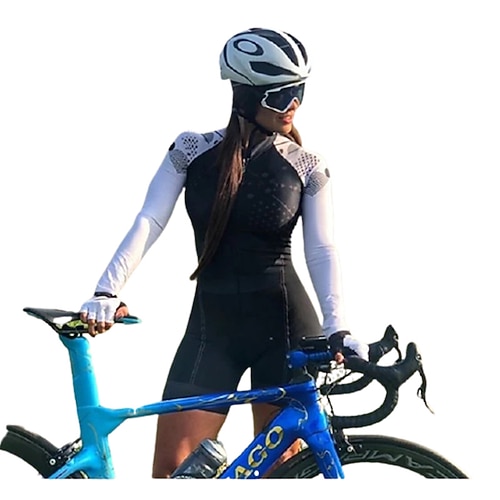 Radtrikot langarm mit Shorts Triathlon Triathlonanzug dunkelblau Fahrrad schnell trocknend Sport gemusterte Kleidung Bekleidung
