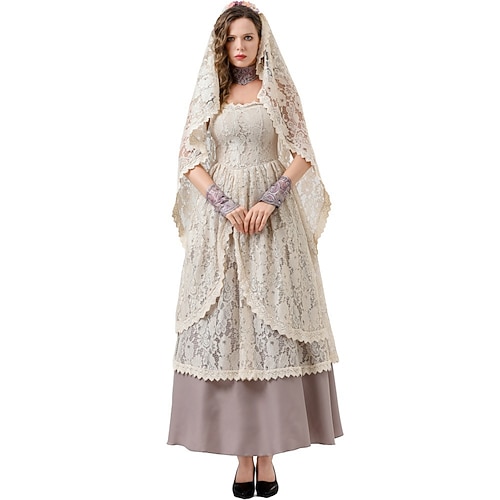 Viktorianisch Mittelalterlich Renaissance Abschlussballkleid Braut Outlander Spitze Kostüm Damen Keltisch Fantasie Halloween Karneval Maskerade LARP Renaissance-Messe Festival Erwachsene Kleid Image