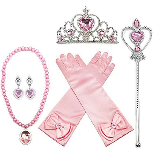 Kinder Baby Mädchen gefroren Aisha Krone Zauberstab Handschuhe Halskette Ohrringe Haarnadel Set Mädchen Party Kleidung Accessoires