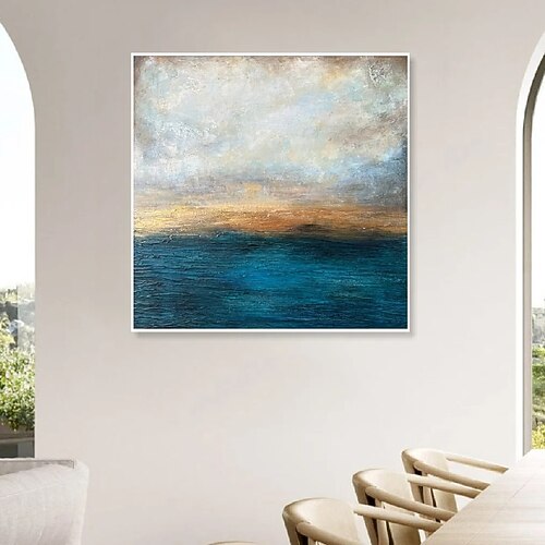 Ölgemälde Künstler handgefertigt blaues Meereslandschafts-Ölgemälde handgemaltes abstraktes Ölgemälde strukturierte Wandkunst Meereslandschafts-Gemälde für Wohnzimmer-Wandbild individuelle Image