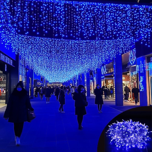 50m 100m girlande weihnachtsbaum lichterkette 400 800led lichterkette ip65 wasserdichte kette im freien garten hof girlande hochzeit urlaub landschaft dekoration beleuchtung blau bunt dc31v eu us au Image