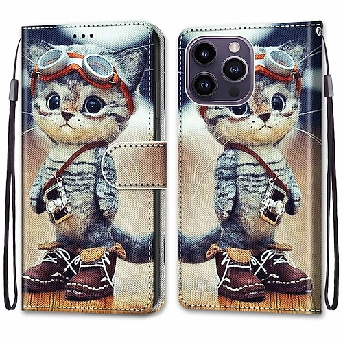 Handy Hülle Handyhüllen Für iPhone 14 Pro Max 13 12 11 Pro Max Mini Rückseite Mit Ständer Mit Handgelenkschlaufe Kartenfach Retro TPU PU-Leder Image