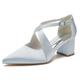 eleganti tacchi a spillo in raso bianco da donna con punta affilata – design con cinturino incrociato per matrimoni, feste formali e occasioni speciali