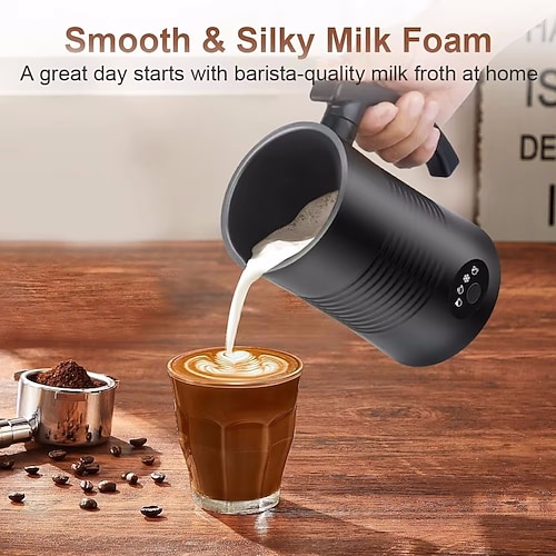 elektrischer Kaffeemilchaufschäumer Milchdampfer Weichschaumbereiter mit zwei Quirlen zum Aufschäumen und Erhitzen von Milch 4 in 1 Multifunktion Image