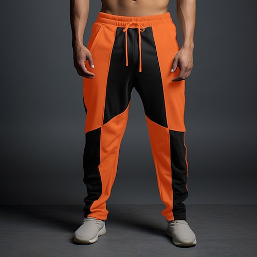 Herren Jogginghose Trainingshose Jogginghose Jogger Hose Hosen Jogginghose mit geradem Bein Patchwork Kordelzug Elastische Taille Farbblock Komfort Atmungsaktiv Casual Täglich Festtage Sport Modisch Image