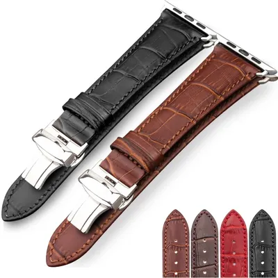 Genuine Leather strap For Apple watch band 44mm 40mm 42mm 38mm Crocodile bracelet correa iwatch