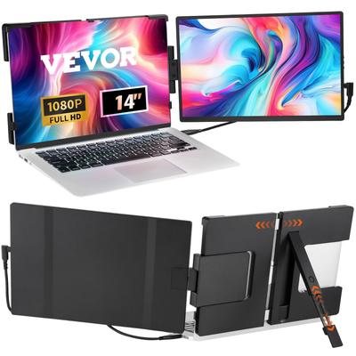 Portable Laptop Screen Extender, Triple Extended Monitor, Swivel Portable Monitor USB-C/USB-A/Mini HDMI Port