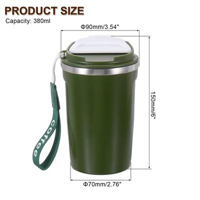 Insulated Travel Mug, 13 Oz Coffee Cup with Leakproof Lid and Lanyard