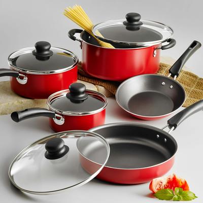 TEMU 9-piece Cookware Set, Red, . 9- Piece Non -stick Cookware Set, Red,