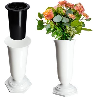 Kadax - Grabvase aus Kunststoff, Blumenvase mit einlage, 15 cm, Weiß Image