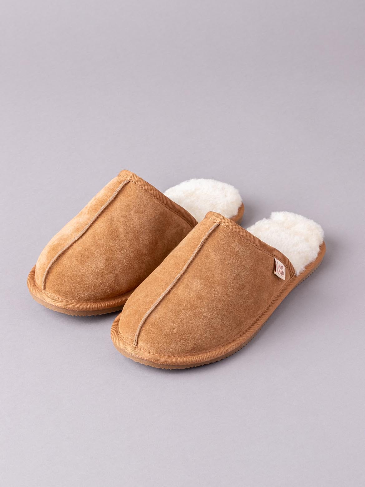 Lakeland Leather Mens Sheepskin Sliders in Tan - Size UK 10 | Lakeland Leather Sale | Discount Designer Brands